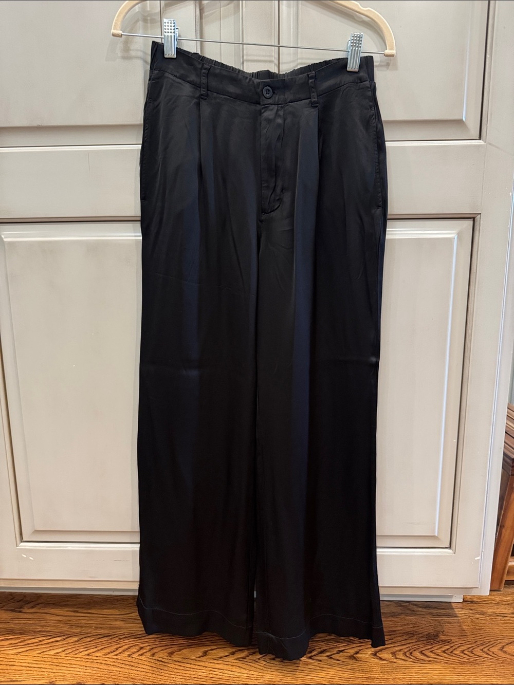NWOT cloth & stone Black Satin Wide-Leg Women's Trousers